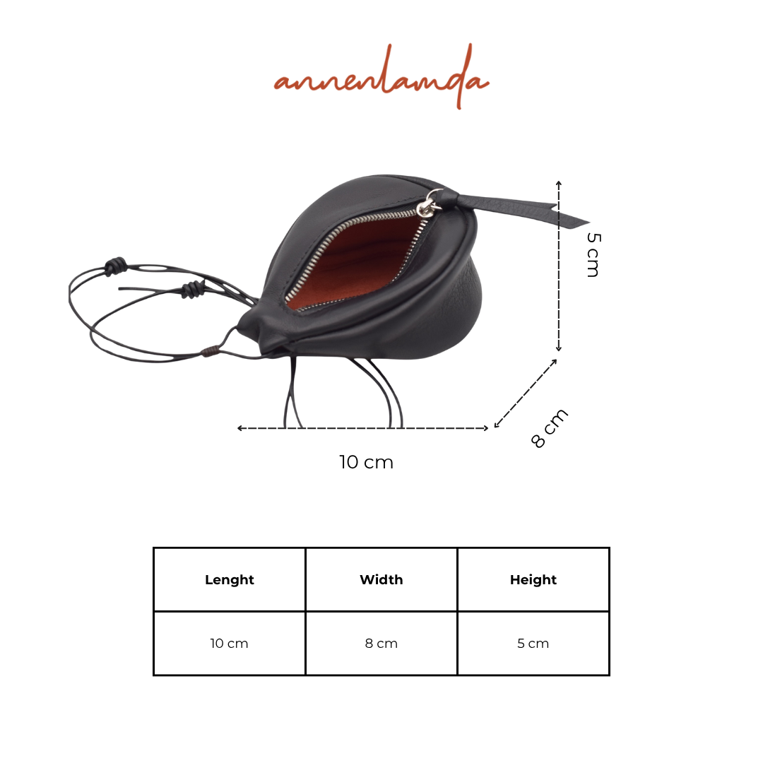 Túi da bò lót cừu nhung hình Bánh Ít Lá Gai AN-ACBK009
