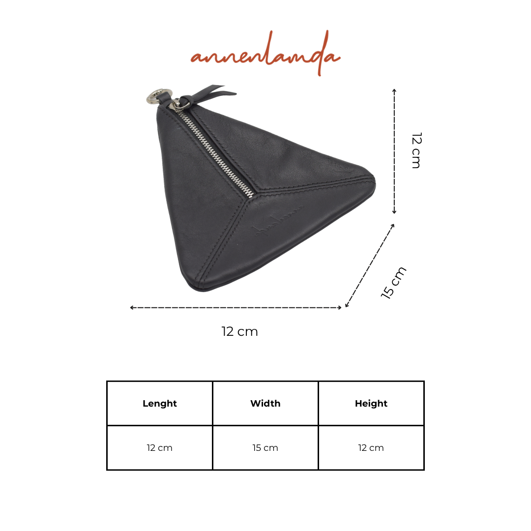 Túi mini da bò lót cừu nhung hình Bánh Tam Giác Mạch AN-ACBK015